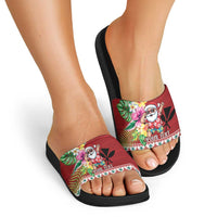 Santa Surf Mele Kalikimaka Personalized Slide Sandals Aloha Tropical Christmas Vibes - Polynesian Pride
