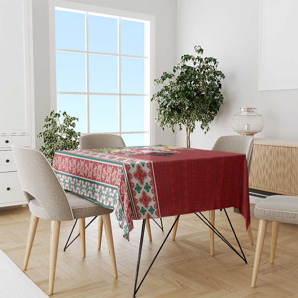 Santa Surf Mele Kalikimaka Personalized Tablecloth Aloha Tropical Christmas Vibes - Polynesian Pride