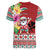 Santa Surf Mele Kalikimaka Personalized Women V-Neck T-Shirt Aloha Tropical Christmas Vibes - Polynesian Pride