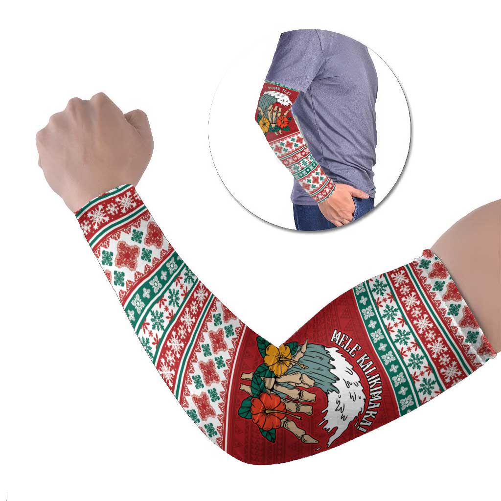 Shaka Sign Skull Mele Kalikimaka Personalized Arm Sleeves Hawaiian Quilt Pattern - Polynesian Pride