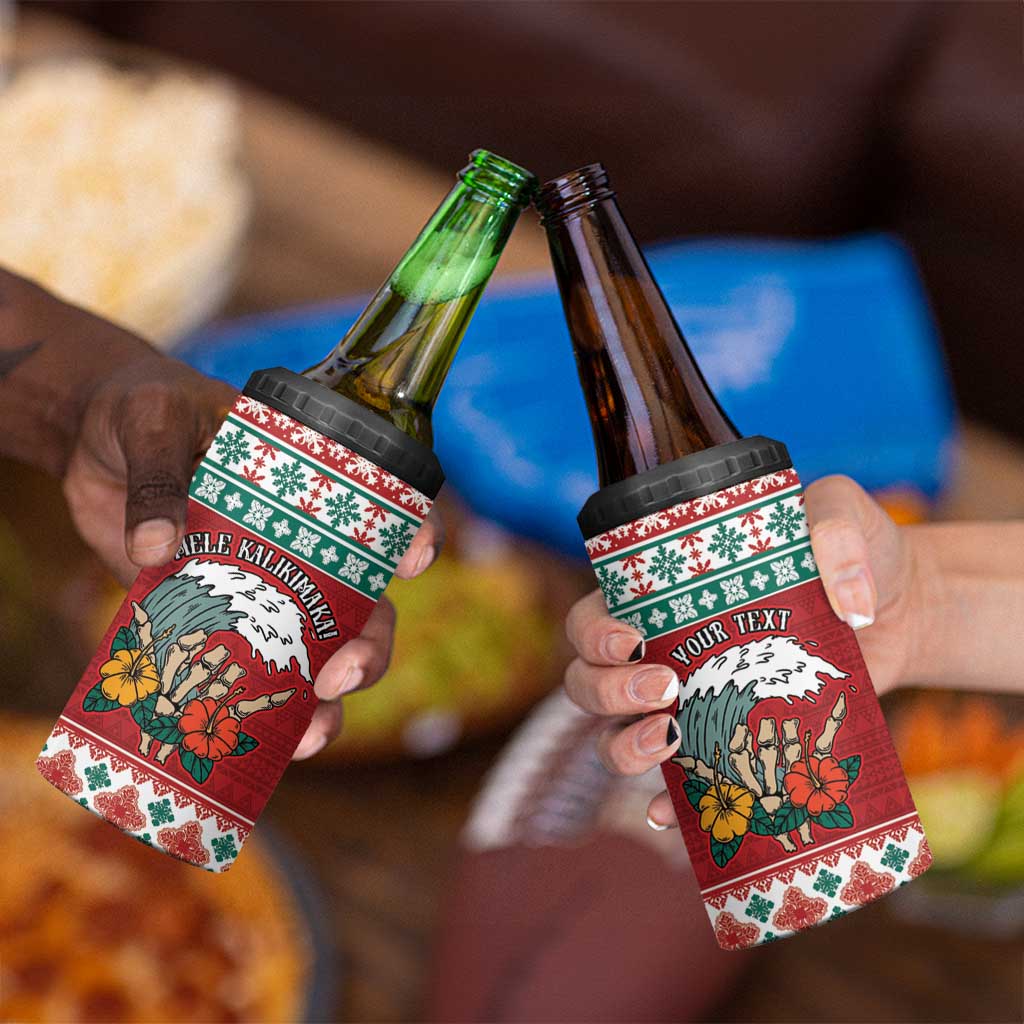 Shaka Sign Skull Mele Kalikimaka Personalized 4 in 1 Can Cooler Tumbler Hawaiian Quilt Pattern - Polynesian Pride