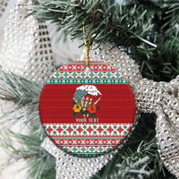 Shaka Sign Skull Mele Kalikimaka Personalized Ceramic Ornament Hawaiian Quilt Pattern - Polynesian Pride