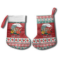 Shaka Sign Skull Mele Kalikimaka Personalized Christmas Stocking Hawaiian Quilt Pattern - Polynesian Pride