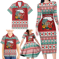 Shaka Sign Skull Mele Kalikimaka Personalized Family Matching Long Sleeve Bodycon Dress and Hawaiian Shirt Hawaiian Quilt Pattern LT9 - Polynesian Pride