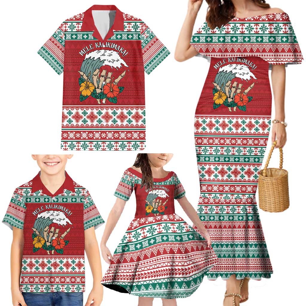 Shaka Sign Skull Mele Kalikimaka Personalized Family Matching Mermaid Dress and Hawaiian Shirt Hawaiian Quilt Pattern LT9 - Polynesian Pride