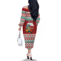 Shaka Sign Skull Mele Kalikimaka Personalized Family Matching Off The Shoulder Long Sleeve Dress and Hawaiian Shirt Hawaiian Quilt Pattern LT9 - Polynesian Pride