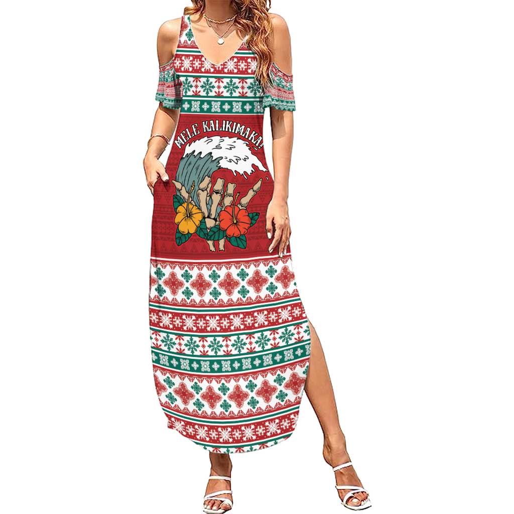Shaka Sign Skull Mele Kalikimaka Personalized Family Matching Summer Maxi Dress and Hawaiian Shirt Hawaiian Quilt Pattern - Polynesian Pride