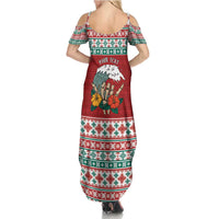 Shaka Sign Skull Mele Kalikimaka Personalized Family Matching Summer Maxi Dress and Hawaiian Shirt Hawaiian Quilt Pattern - Polynesian Pride