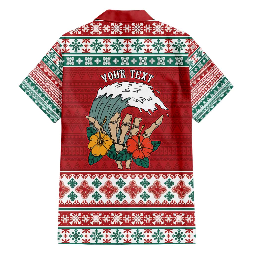 Shaka Sign Skull Mele Kalikimaka Personalized Hawaiian Shirt Hawaiian Quilt Pattern - Polynesian Pride