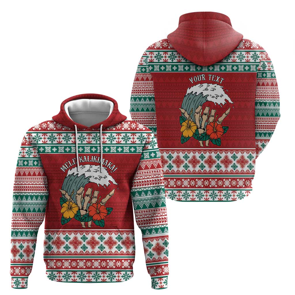 Shaka Sign Skull Mele Kalikimaka Personalized Hoodie Hawaiian Quilt Pattern - Polynesian Pride