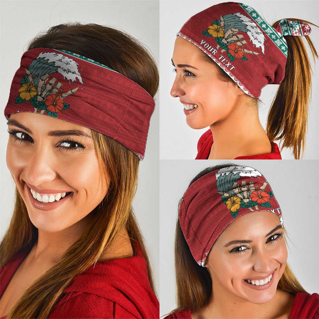 Shaka Sign Skull Mele Kalikimaka Personalized Neck Gaiter Hawaiian Quilt Pattern - Polynesian Pride