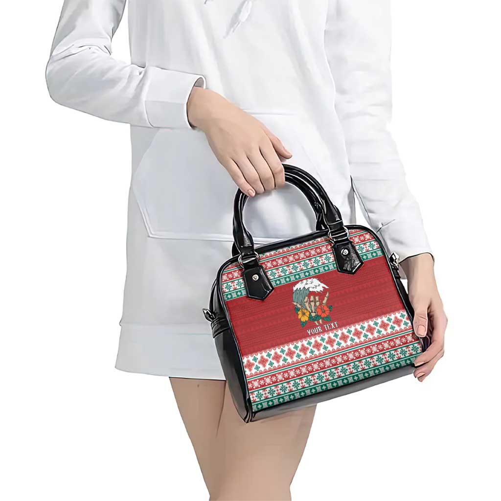 Shaka Sign Skull Mele Kalikimaka Personalized Shoulder Handbag Hawaiian Quilt Pattern - Polynesian Pride