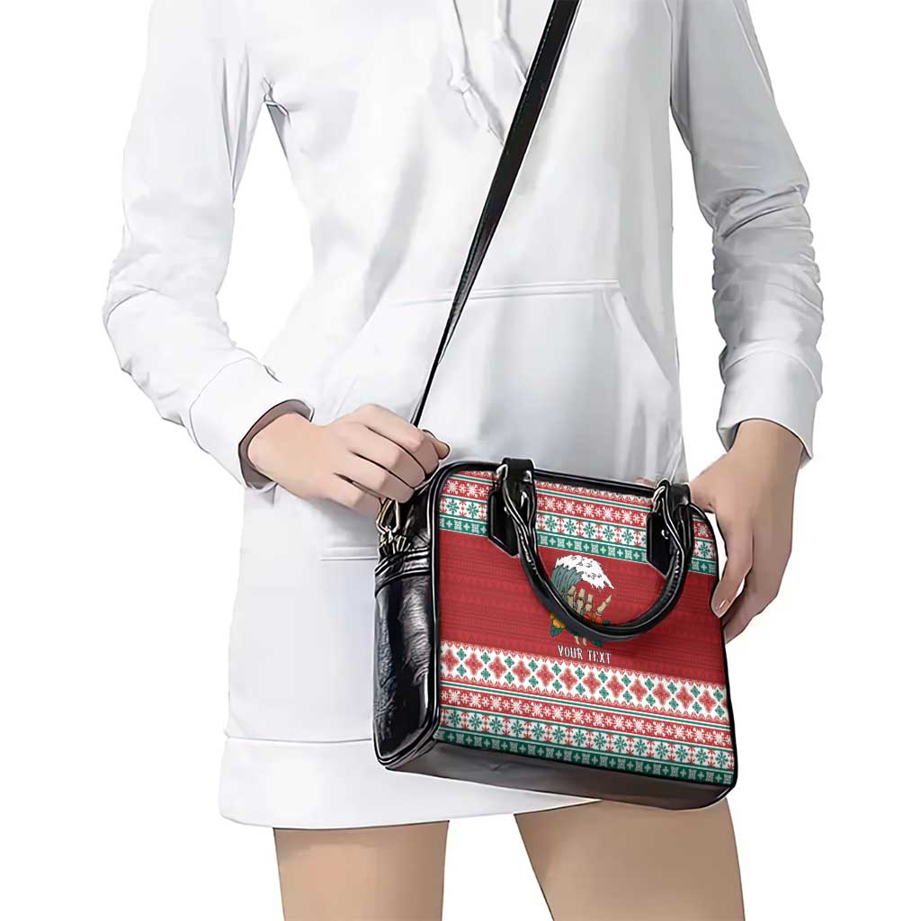 Shaka Sign Skull Mele Kalikimaka Personalized Shoulder Handbag Hawaiian Quilt Pattern - Polynesian Pride