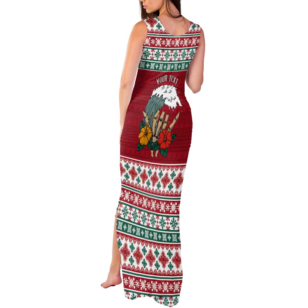 Shaka Sign Skull Mele Kalikimaka Personalized Tank Maxi Dress Hawaiian Quilt Pattern - Polynesian Pride