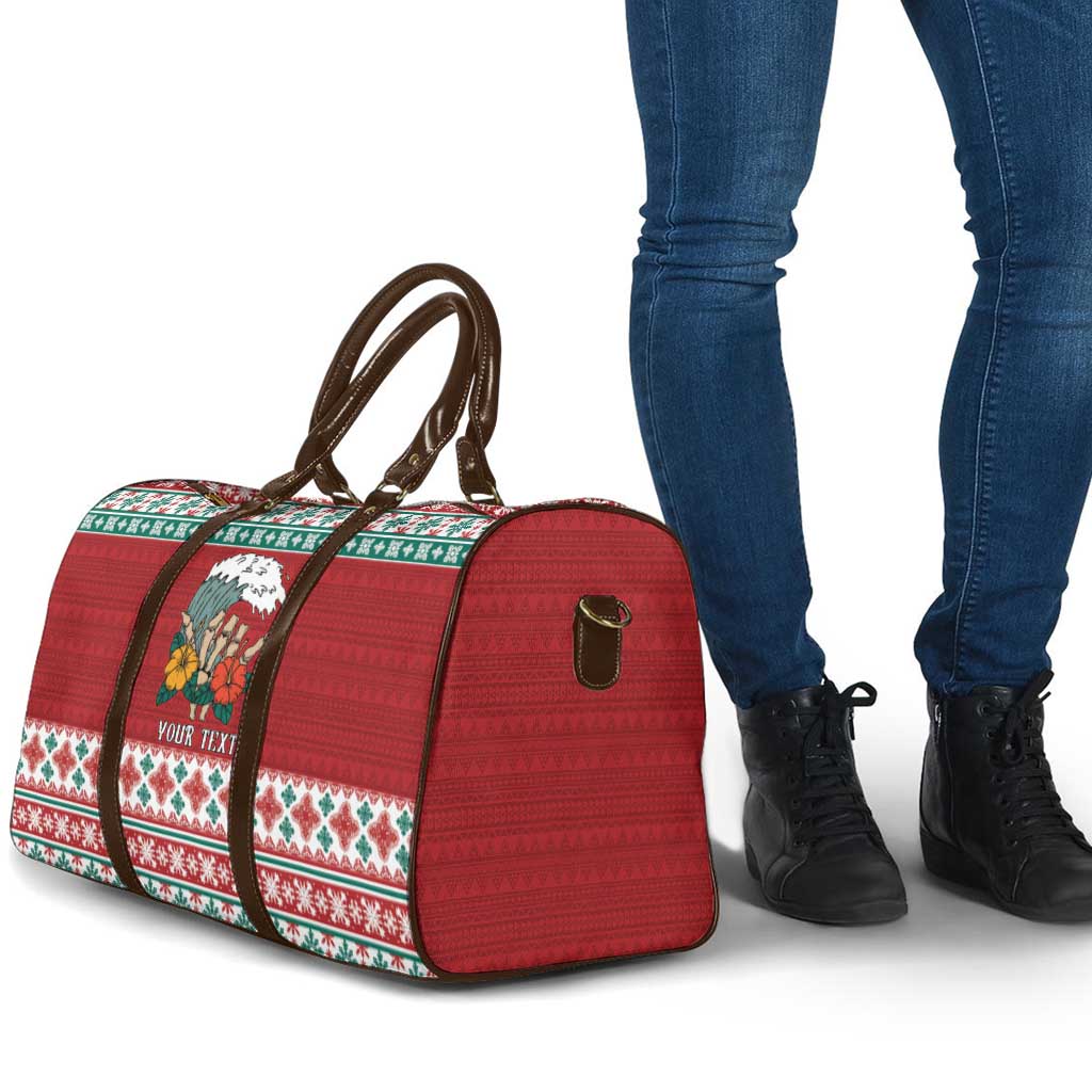 Shaka Sign Skull Mele Kalikimaka Personalized Travel Bag Hawaiian Quilt Pattern - Polynesian Pride