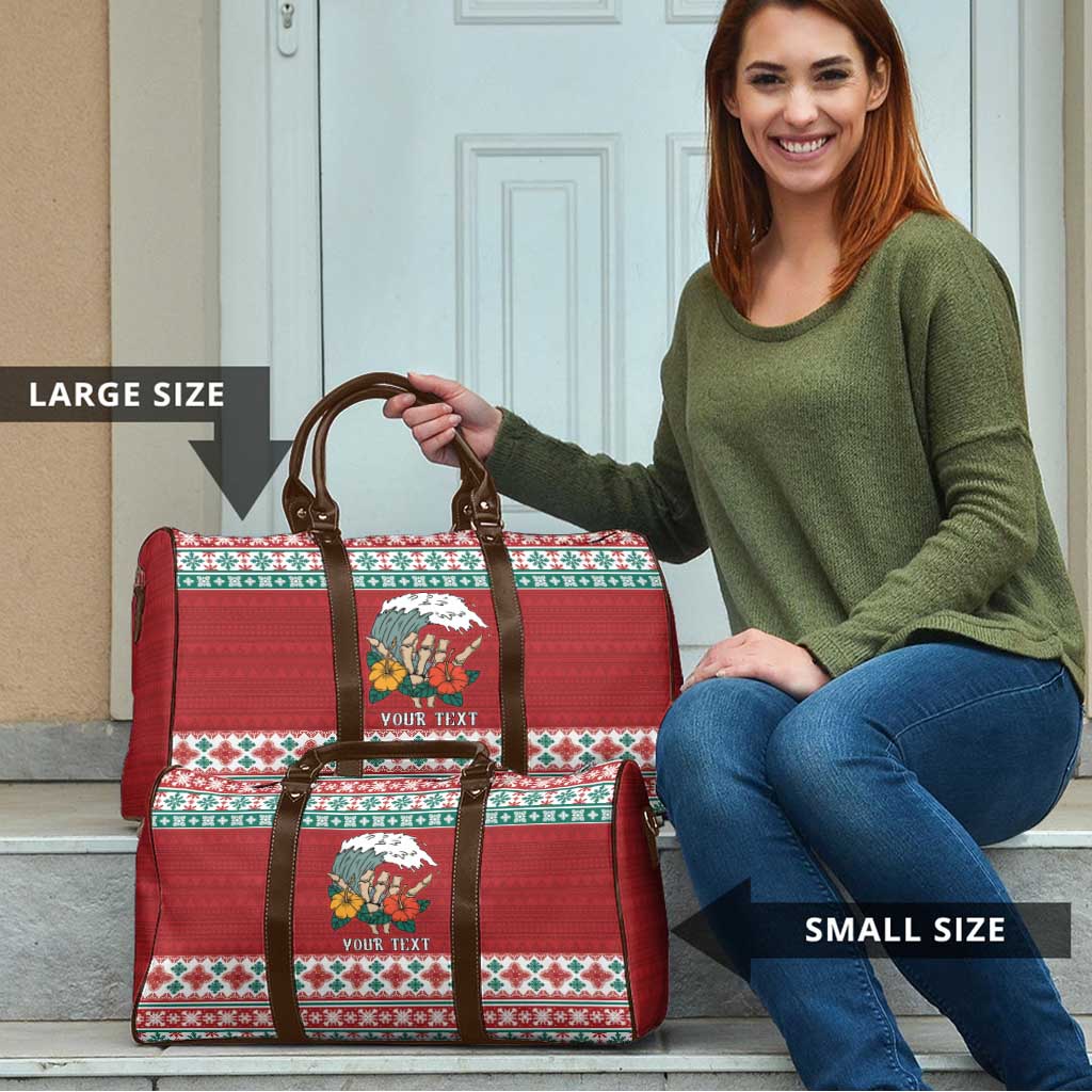 Shaka Sign Skull Mele Kalikimaka Personalized Travel Bag Hawaiian Quilt Pattern - Polynesian Pride