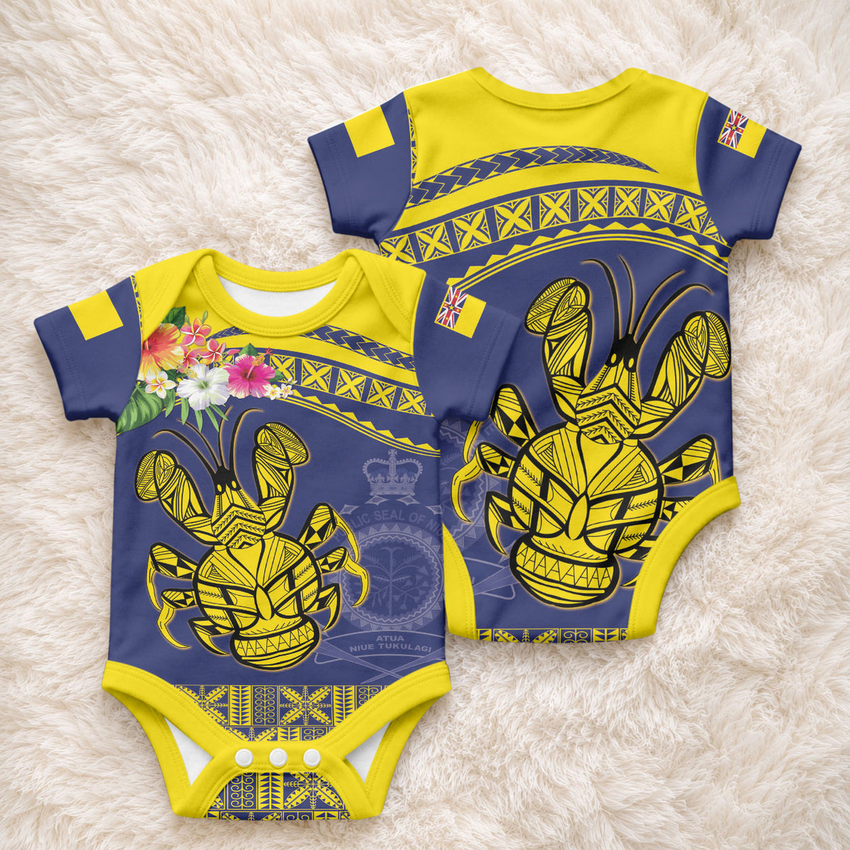 Niue Coconut Crab Baby Onesie Rock of Polynesia LT9 - Polynesian Pride