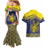 Niue Coconut Crab Couples Matching Mermaid Dress and Hawaiian Shirt Rock of Polynesia