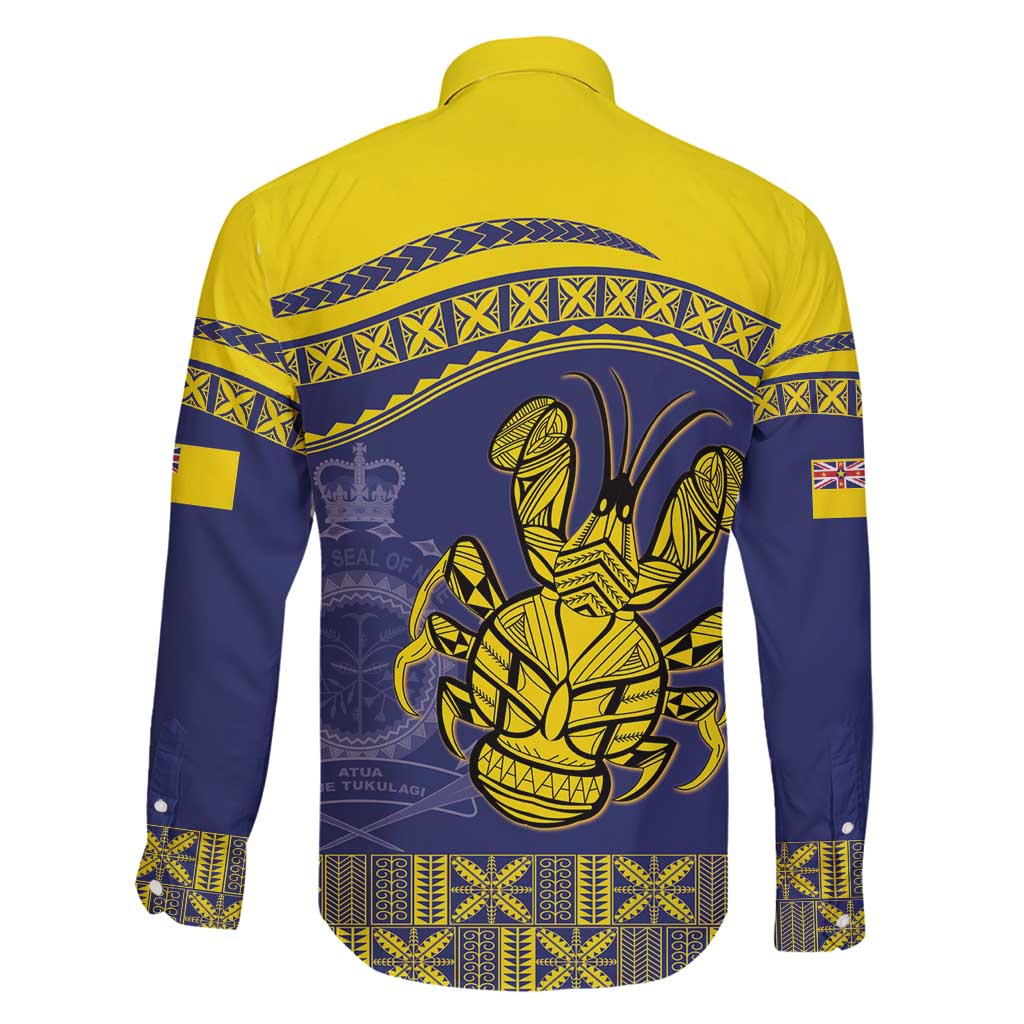 Niue Coconut Crab Family Matching Long Sleeve Bodycon Dress and Hawaiian Shirt Rock of Polynesia LT9 - Polynesian Pride