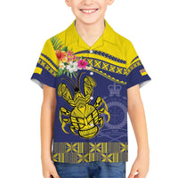 Niue Coconut Crab Family Matching Long Sleeve Bodycon Dress and Hawaiian Shirt Rock of Polynesia LT9 Son's Shirt Gold - Polynesian Pride