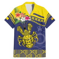 Niue Coconut Crab Family Matching Mermaid Dress and Hawaiian Shirt Rock of Polynesia LT9 Dad's Shirt - Short Sleeve Gold - Polynesian Pride