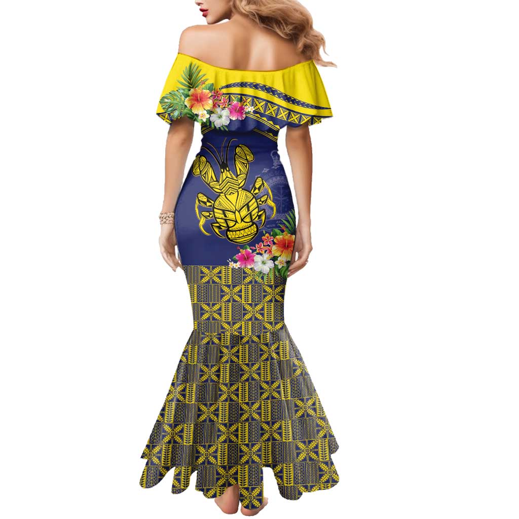 Niue Coconut Crab Family Matching Mermaid Dress and Hawaiian Shirt Rock of Polynesia LT9 - Polynesian Pride