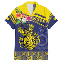 Niue Coconut Crab Family Matching Off The Shoulder Long Sleeve Dress and Hawaiian Shirt Rock of Polynesia LT9 Dad's Shirt - Short Sleeve Gold - Polynesian Pride