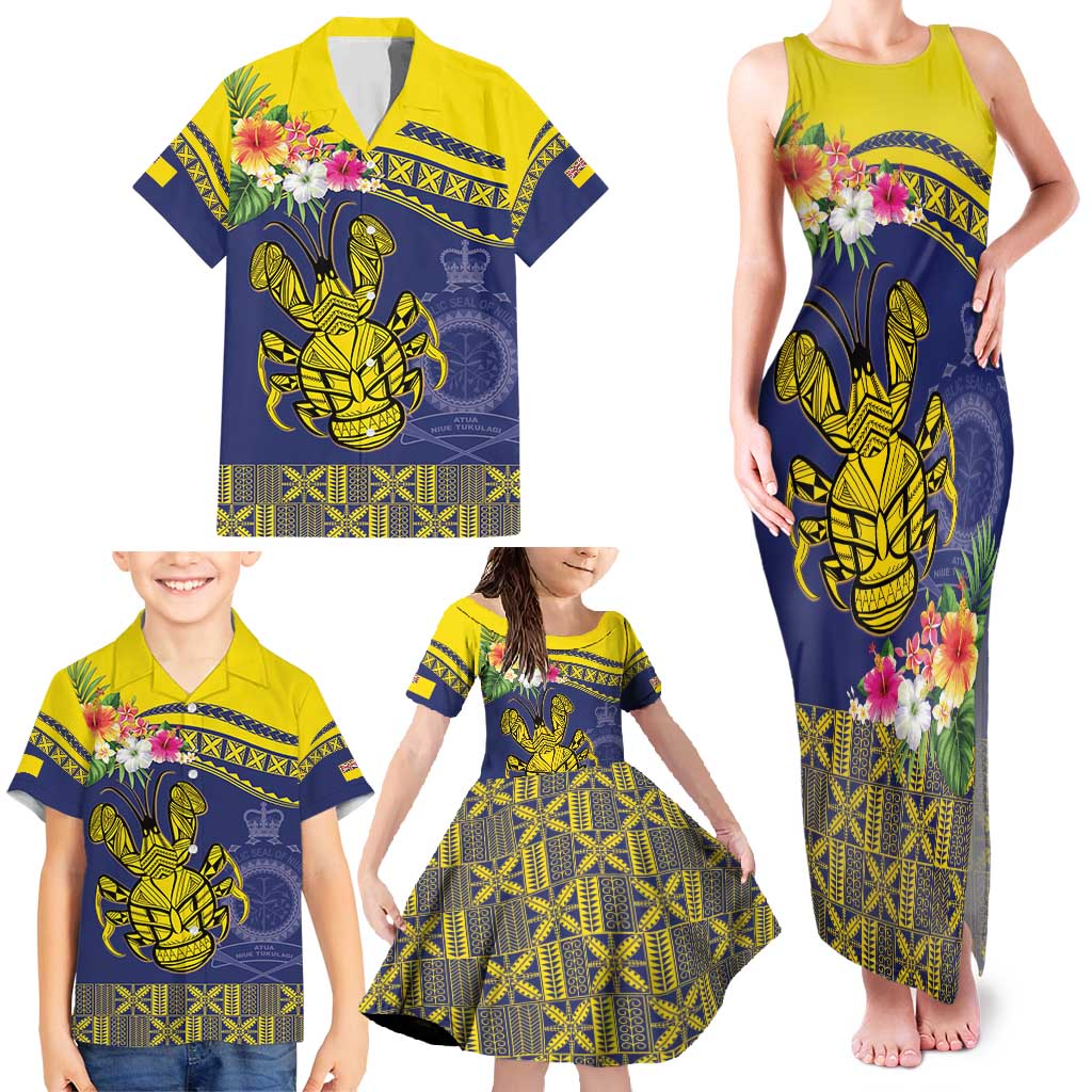 Niue Coconut Crab Family Matching Tank Maxi Dress and Hawaiian Shirt Rock of Polynesia LT9 - Polynesian Pride
