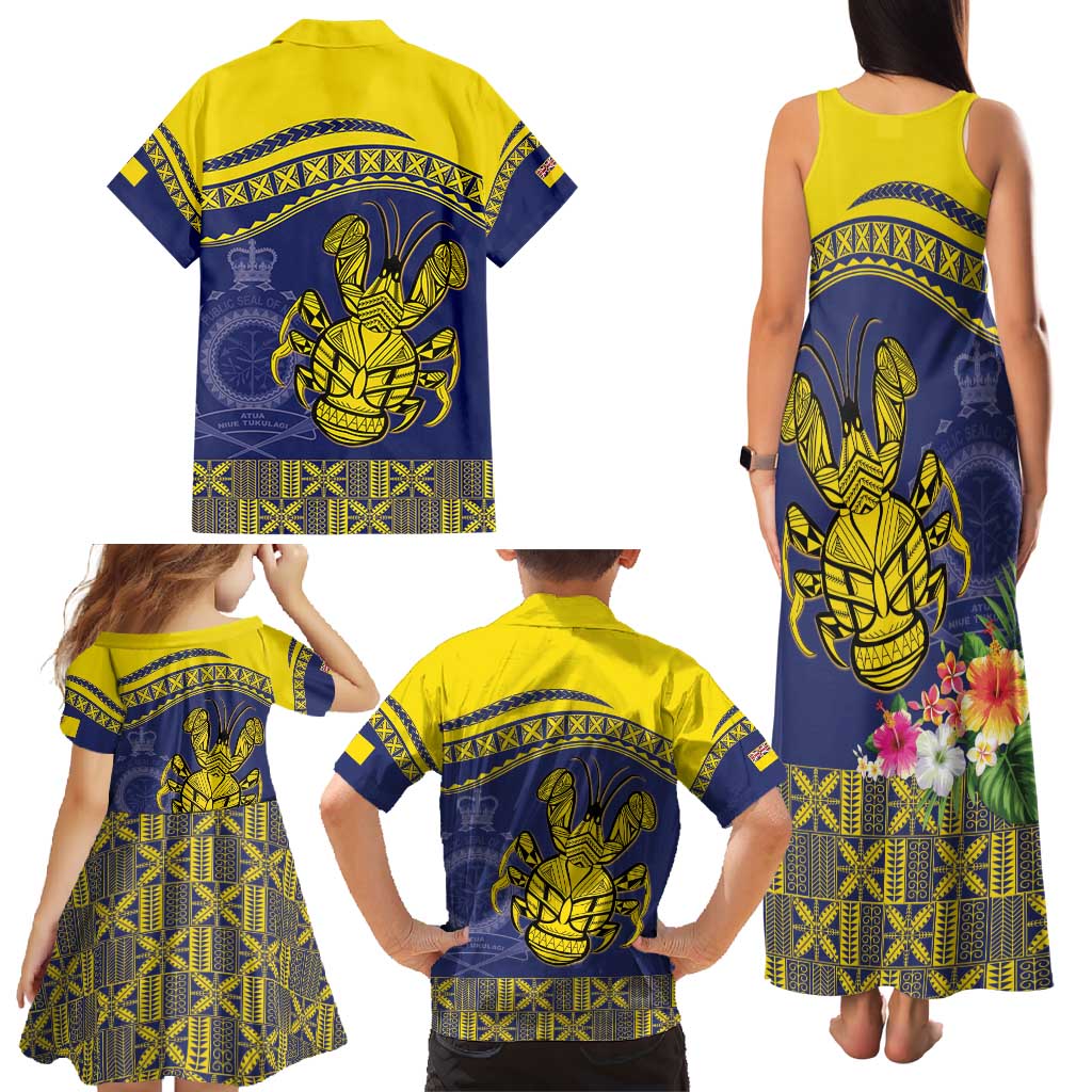 Niue Coconut Crab Family Matching Tank Maxi Dress and Hawaiian Shirt Rock of Polynesia LT9 - Polynesian Pride
