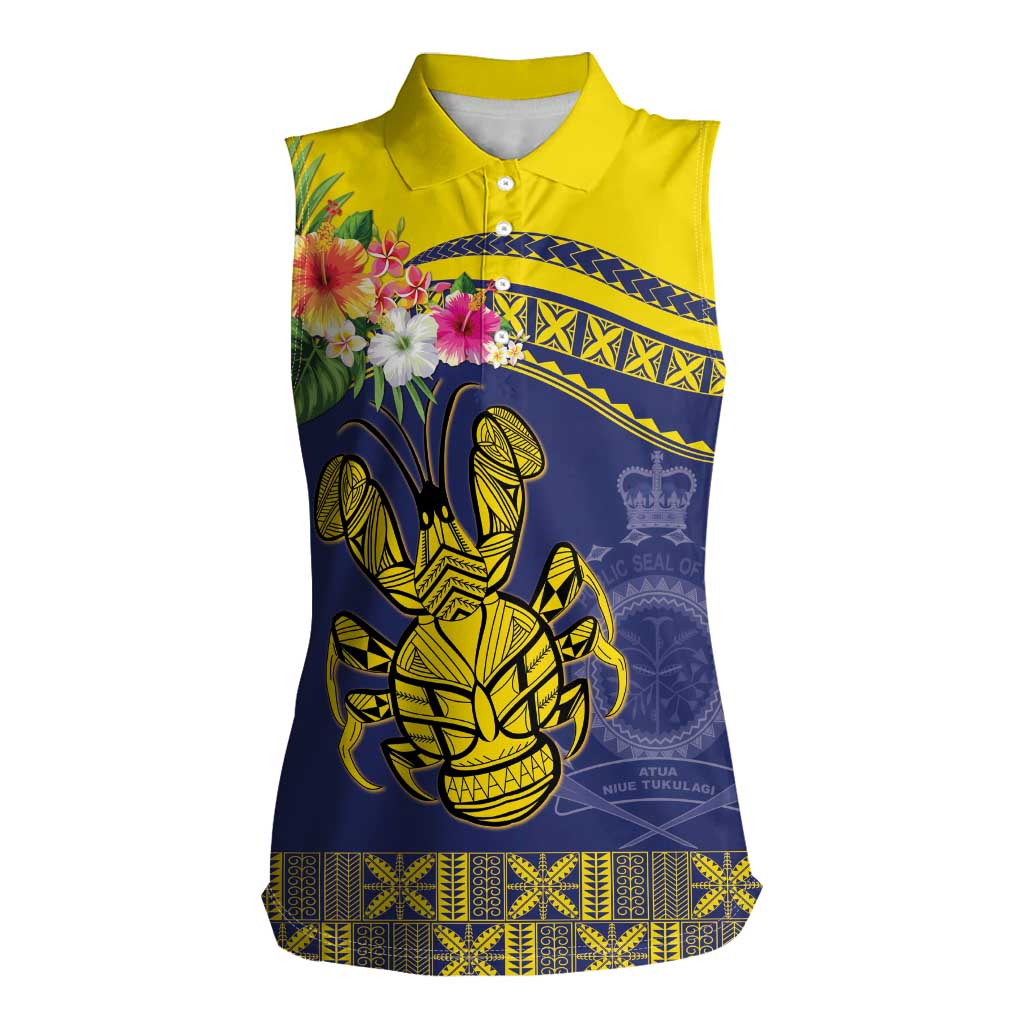 Niue Coconut Crab Women Sleeveless Polo Shirt Rock of Polynesia