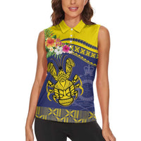 Niue Coconut Crab Women Sleeveless Polo Shirt Rock of Polynesia