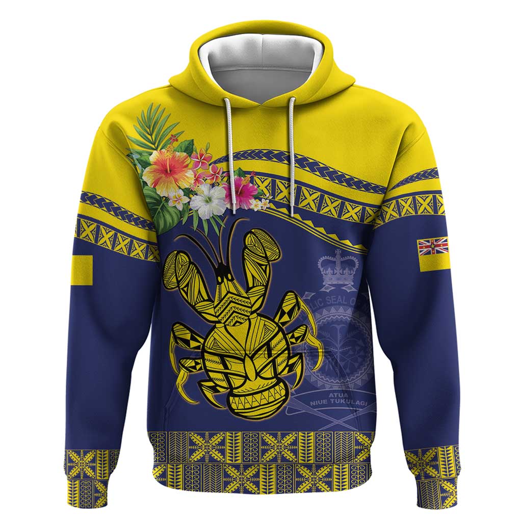 Niue Coconut Crab Zip Hoodie Rock of Polynesia LT9 Pullover Hoodie Gold - Polynesian Pride