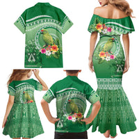 Norfolk Parakeet Tropical Family Matching Mermaid Dress and Hawaiian Shirt Norfolk Island Tribal Pattern LT9 - Polynesian Pride