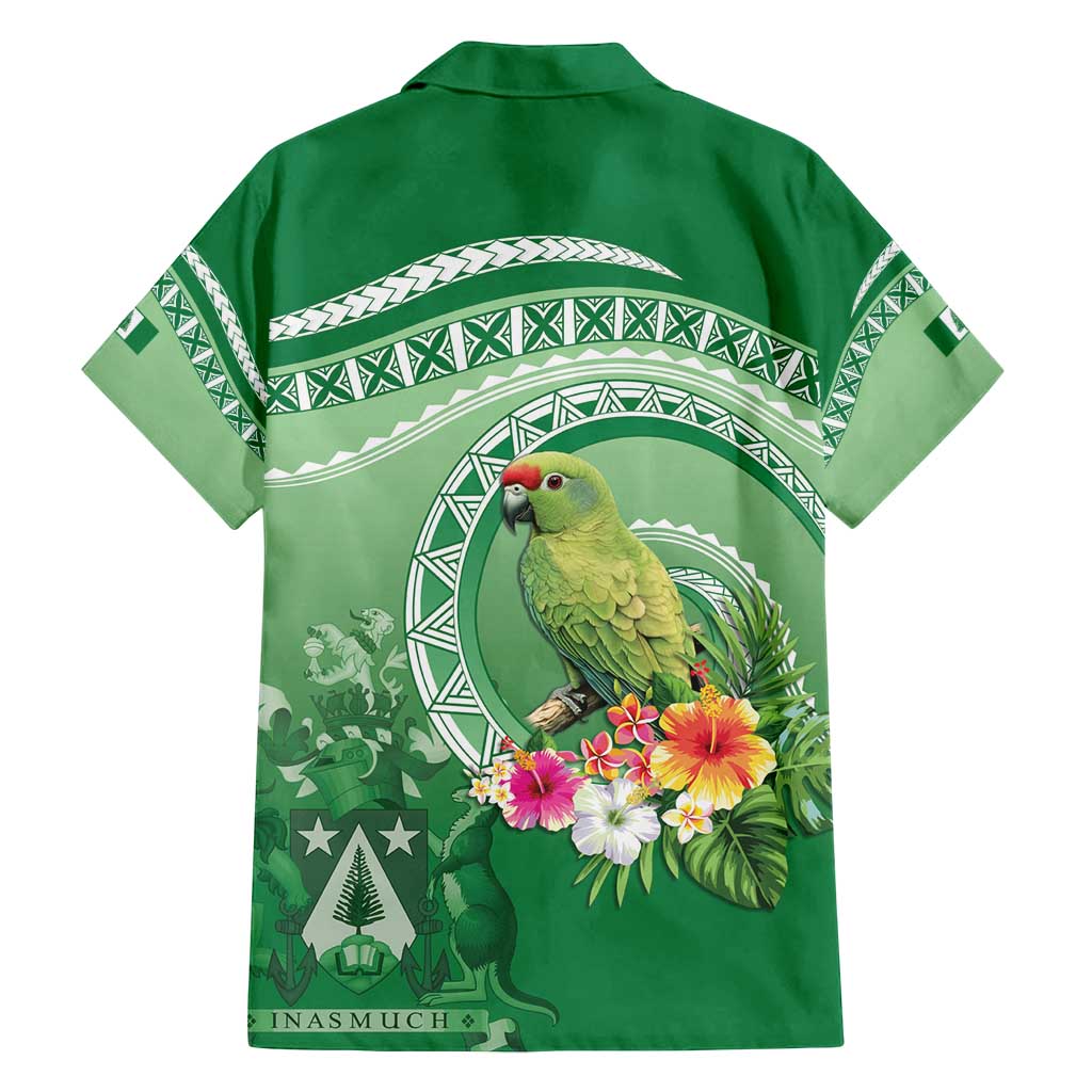 Norfolk Parakeet Tropical Family Matching Off Shoulder Maxi Dress and Hawaiian Shirt Norfolk Island Tribal Pattern LT9 - Polynesian Pride