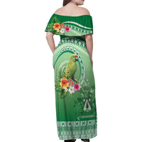 Norfolk Parakeet Tropical Family Matching Off Shoulder Maxi Dress and Hawaiian Shirt Norfolk Island Tribal Pattern LT9 - Polynesian Pride
