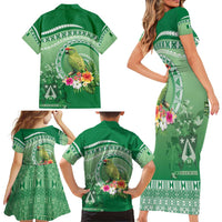 Norfolk Parakeet Tropical Family Matching Short Sleeve Bodycon Dress and Hawaiian Shirt Norfolk Island Tribal Pattern LT9 - Polynesian Pride