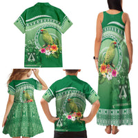 Norfolk Parakeet Tropical Family Matching Tank Maxi Dress and Hawaiian Shirt Norfolk Island Tribal Pattern LT9 - Polynesian Pride