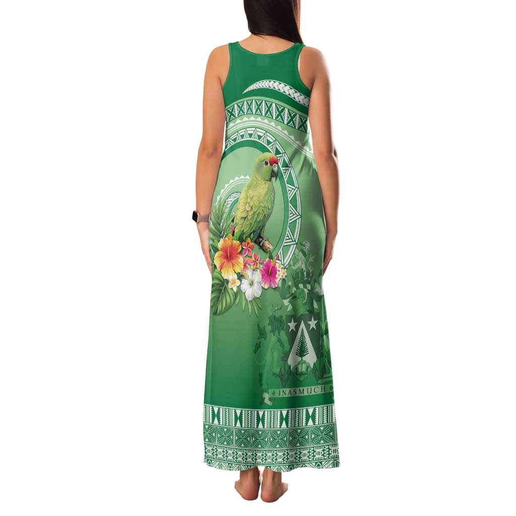 Norfolk Parakeet Tropical Family Matching Tank Maxi Dress and Hawaiian Shirt Norfolk Island Tribal Pattern LT9 - Polynesian Pride