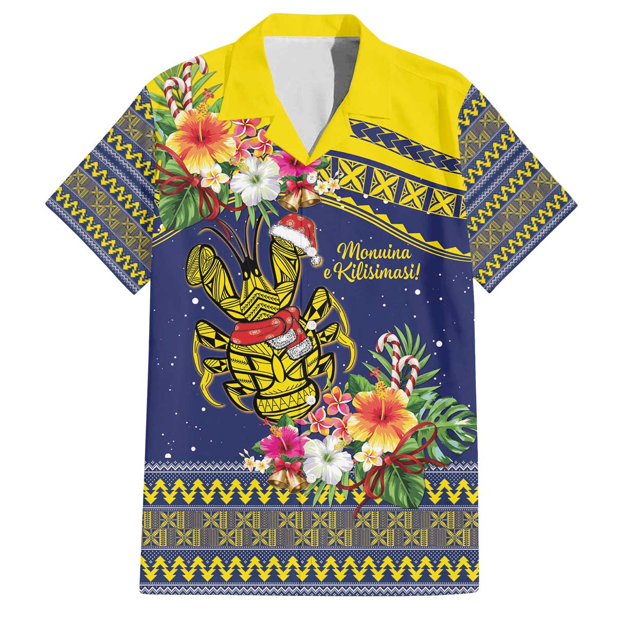 Monuina e Kilisimasi Niue Christmas Family Matching Off The Shoulder Long Sleeve Dress and Hawaiian Shirt Niuean Tribal Pattern LT9 Dad's Shirt - Short Sleeve Gold - Polynesian Pride