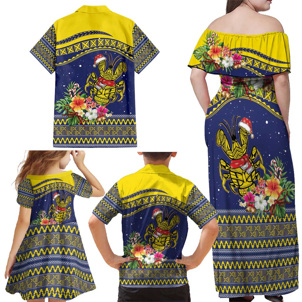 Monuina e Kilisimasi Niue Christmas Family Matching Off Shoulder Maxi Dress and Hawaiian Shirt Niuean Tribal Pattern LT9 - Polynesian Pride