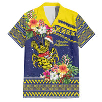 Monuina e Kilisimasi Niue Christmas Family Matching Puletasi and Hawaiian Shirt Niuean Tribal Pattern LT9 Dad's Shirt - Short Sleeve Gold - Polynesian Pride