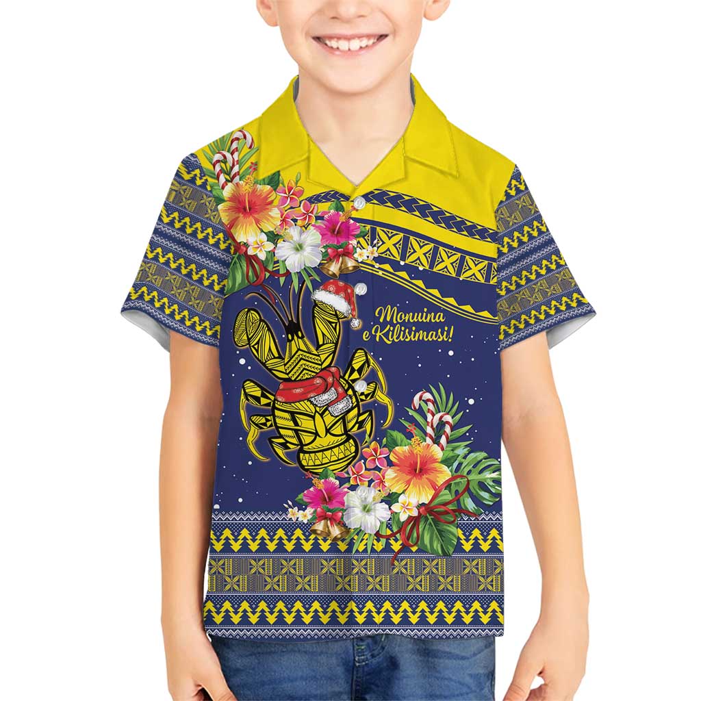Monuina e Kilisimasi Niue Christmas Family Matching Summer Maxi Dress and Hawaiian Shirt Niuean Tribal Pattern LT9 Son's Shirt Gold - Polynesian Pride