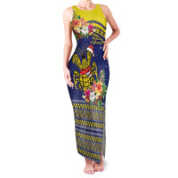 Monuina e Kilisimasi Niue Christmas Family Matching Tank Maxi Dress and Hawaiian Shirt Niuean Tribal Pattern LT9 Mom's Dress Gold - Polynesian Pride