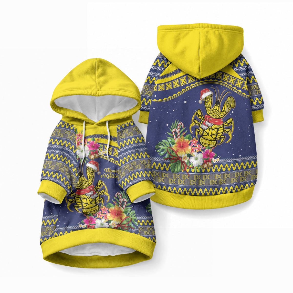 Monuina e Kilisimasi Niue Christmas Pet Hoodie Niuean Tribal Pattern LT9 Pullover Gold - Polynesian Pride