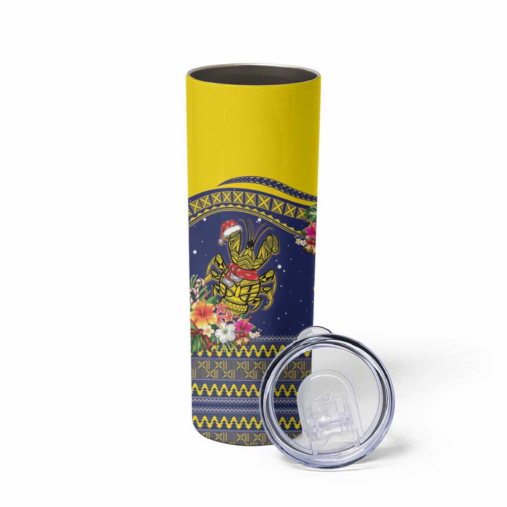 Monuina e Kilisimasi Niue Christmas Skinny Tumbler Niuean Tribal Pattern