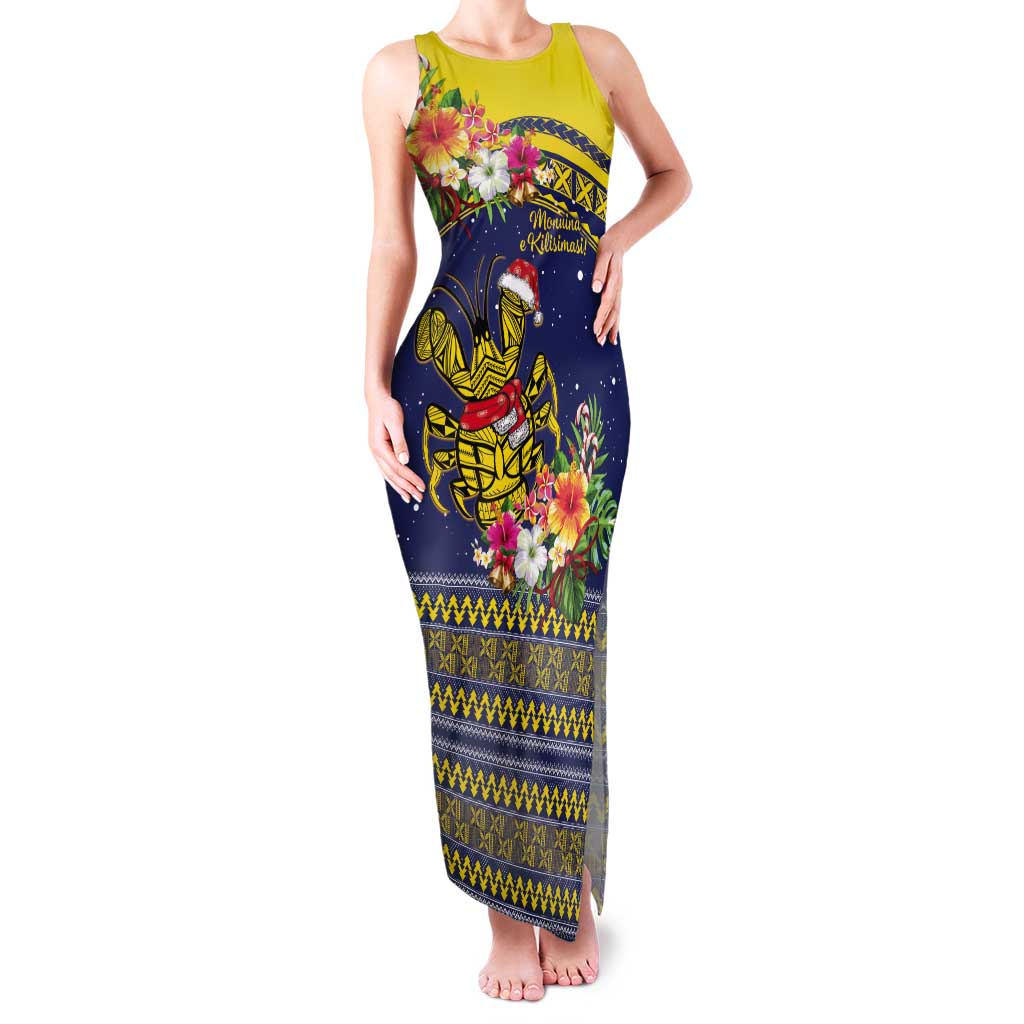Monuina e Kilisimasi Niue Christmas Tank Maxi Dress Niuean Tribal Pattern LT9 Women Gold - Polynesian Pride