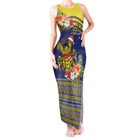 Monuina e Kilisimasi Niue Christmas Tank Maxi Dress Niuean Tribal Pattern LT9 Women Gold - Polynesian Pride