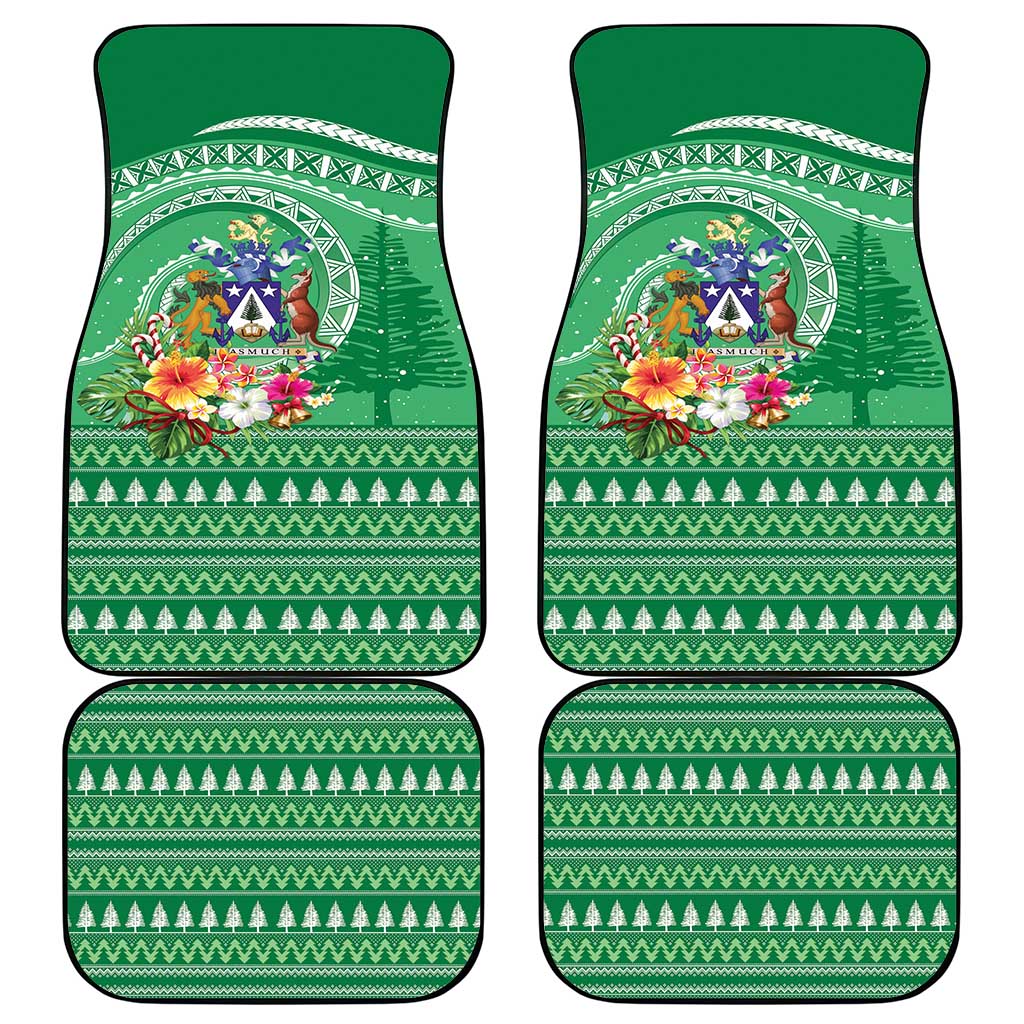 Norfolk Island Pine Tree Christmas Car Mats Coat of Arm and Polynesian Pattern