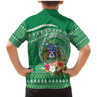 Norfolk Island Pine Tree Christmas Family Matching Mermaid Dress and Hawaiian Shirt Coat of Arm and Polynesian Pattern LT9 - Polynesian Pride