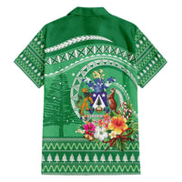 Norfolk Island Pine Tree Christmas Family Matching Off The Shoulder Long Sleeve Dress and Hawaiian Shirt Coat of Arm and Polynesian Pattern LT9 - Polynesian Pride